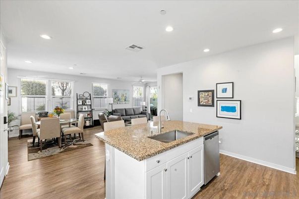 Dining room, Interior, Kitchen, Living room, Recessed Lighting, Wood Texture Flooring