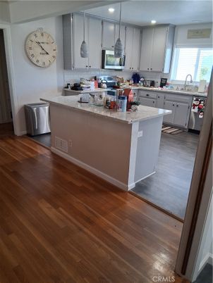 Interior, Kitchen, Recessed Lighting, Wood Texture Flooring