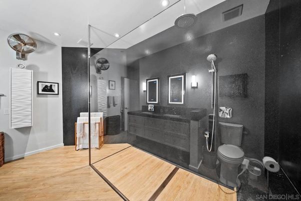 Bathroom, Interior, Recessed Lighting, Wood Texture Flooring