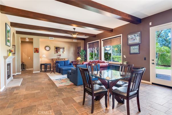 Dining room, Fireplace, Interior, Living room, Wooden Beams