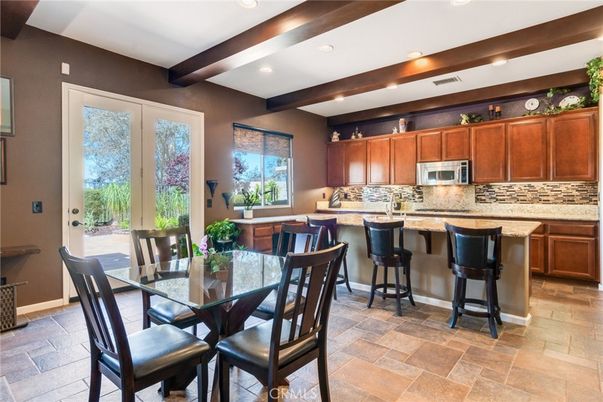 Dining room, Interior, Kitchen, Recessed Lighting, Wooden Beams