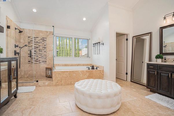 Bathroom, Glass Shower, Interior, Recessed Lighting