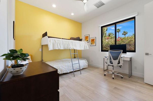 Bedroom, Home Office, Interior, Recessed Lighting, Wood Texture Flooring