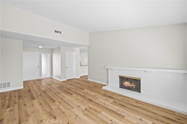 Empty room, Fireplace, Interior, Wood Texture Flooring