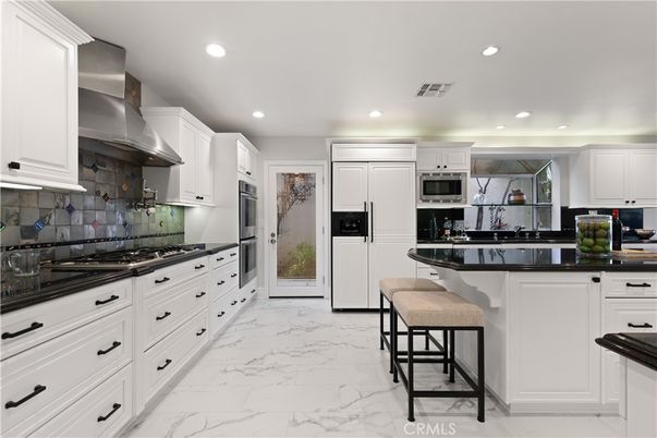 Interior, Kitchen, Marble, Recessed Lighting, Stainless Steel Appliances