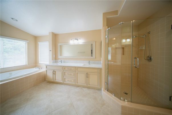 Bathroom, Dual Sink Vanities, Glass Shower, Interior, Recessed Lighting