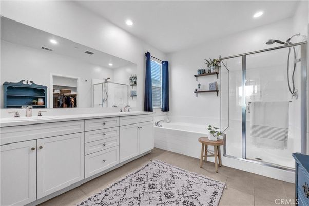 Bathroom, Dual Sink Vanities, Glass Shower, Interior, Recessed Lighting