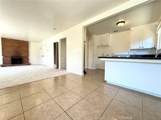 Fireplace, Interior, Kitchen, Recessed Lighting, Stone Walls