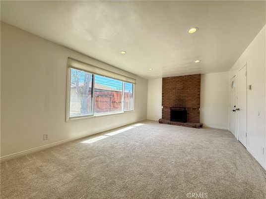 Empty room, Fireplace, Interior, Recessed Lighting, Stone Walls