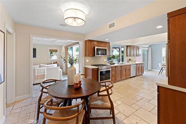 Dining room, Interior, Kitchen, Living room, Recessed Lighting, Stainless Steel Appliances