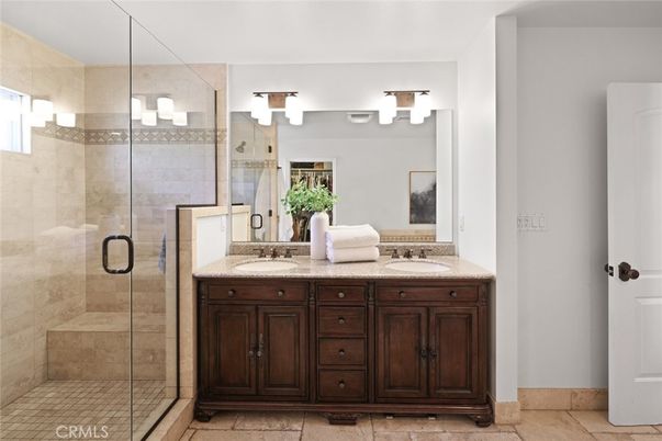 Bathroom, Dual Sink Vanities, Glass Shower, Interior