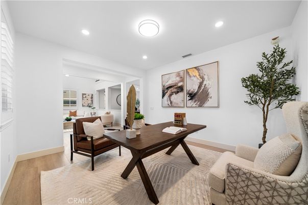 Home Office, Interior, Recessed Lighting, Wood Texture Flooring