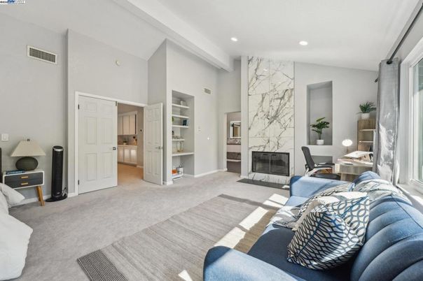 Fireplace, Home Office, Interior, Living room, Recessed Lighting