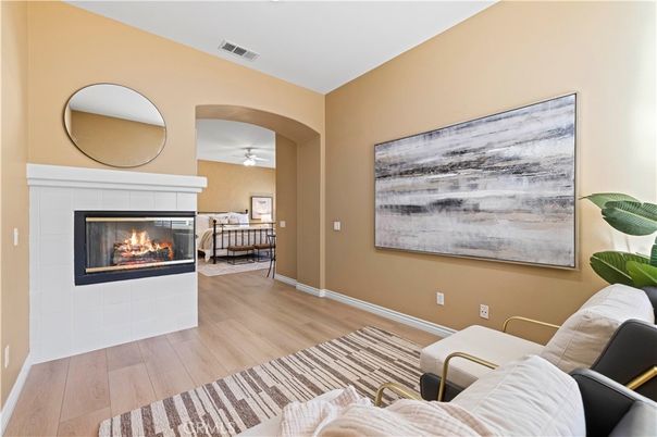 Bedroom, Fireplace, Interior, Wood Texture Flooring