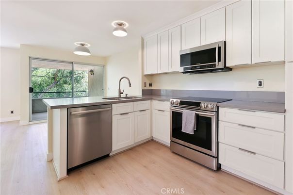 Interior, Kitchen, Stainless Steel Appliances, Wood Texture Flooring