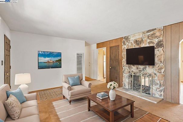 Fireplace, Interior, Living room, Stone Walls, Wood Texture Flooring, Wooden Walls