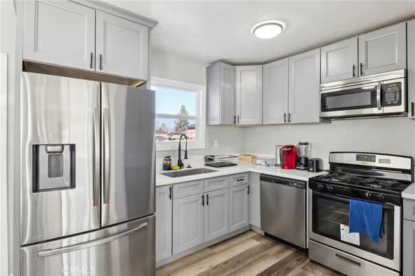 Interior, Kitchen, Stainless Steel Appliances, Wood Texture Flooring