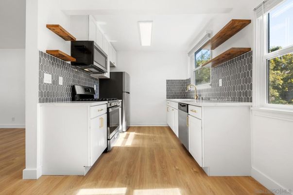 Interior, Kitchen, Stainless Steel Appliances, Wood Texture Flooring