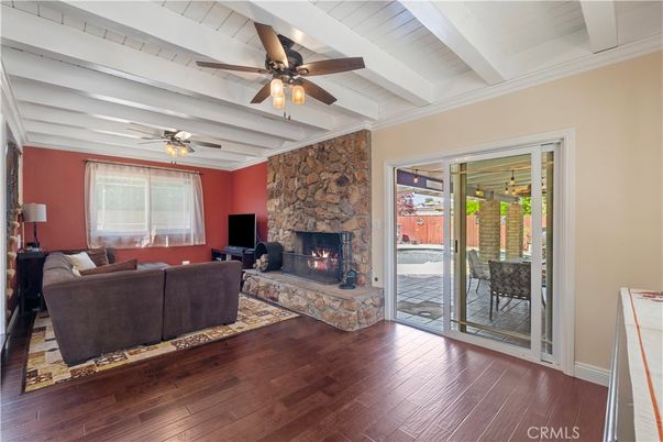 Fireplace, Interior, Living room, Stone Walls, Wood Texture Flooring