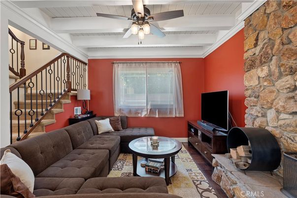 Interior, Living room, Stone Walls, Wood Texture Flooring