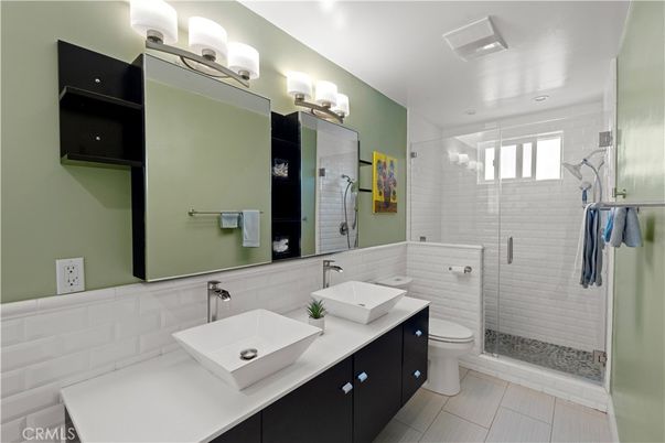 Bathroom, Dual Sink Vanities, Glass Shower, Interior, Recessed Lighting