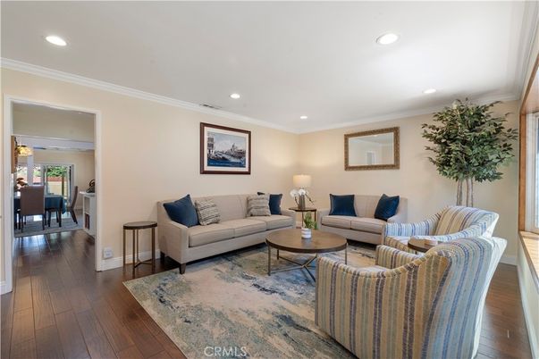 Dining room, Interior, Living room, Recessed Lighting, Wood Texture Flooring