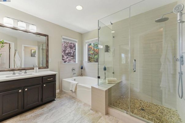 Bathroom, Glass Shower, Interior, Recessed Lighting