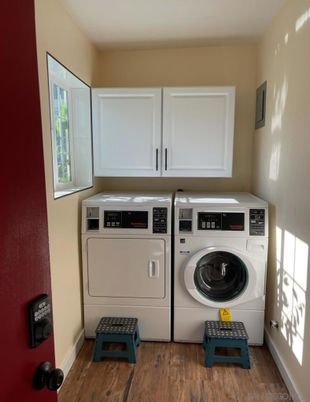 Interior, Washer, Wood Texture Flooring