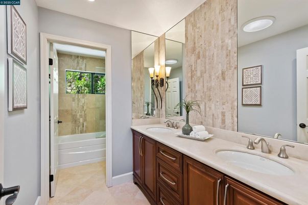Bathroom, Dual Sink Vanities, Glass Shower, Interior, Recessed Lighting