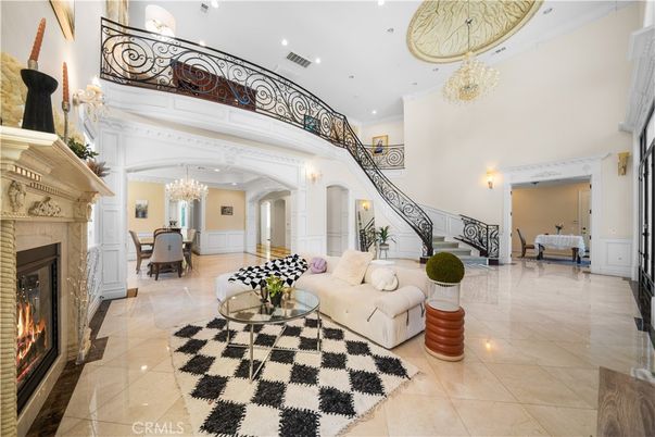 Chandelier, Dining room, Fireplace, Interior, Living room, Recessed Lighting