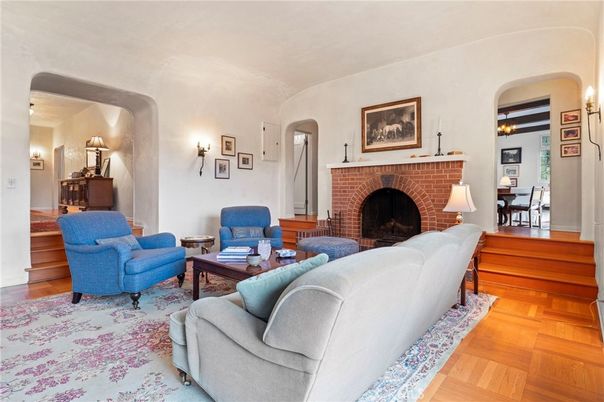 Dining room, Fireplace, Interior, Living room, Wood Texture Flooring