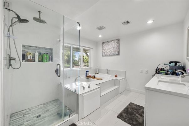 Bathroom, Dual Sink Vanities, Glass Shower, Interior, Recessed Lighting