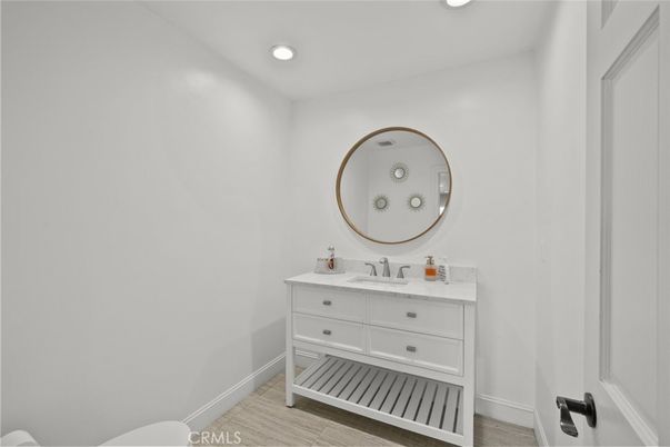 Bathroom, Interior, Recessed Lighting, Wood Texture Flooring