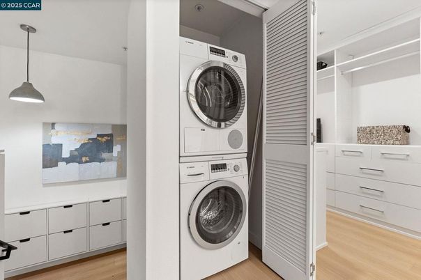 Interior, Pendant Lights, Utility Closets, Washer, Wood Texture Flooring