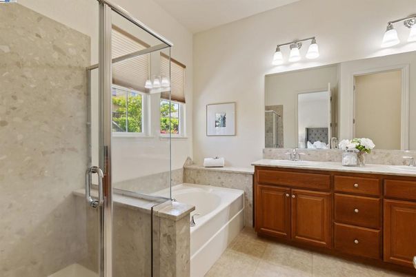 Bathroom, Dual Sink Vanities, Glass Shower, Interior