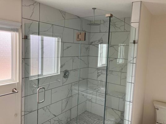 Bathroom, Glass Shower, Interior, Marble Walls
