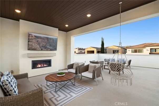 Exterior, Fireplace, Interior, Living room, Recessed Lighting, Wooden Ceilings