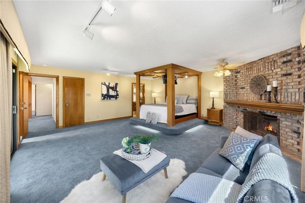 Bedroom, Fireplace, Interior, Living room, Stone Walls