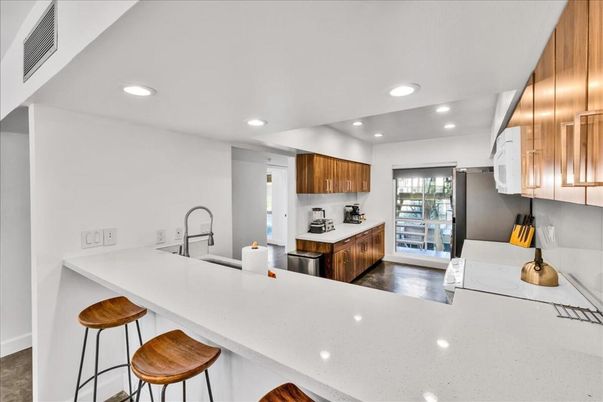 Interior, Kitchen, Recessed Lighting, Wood Texture Flooring