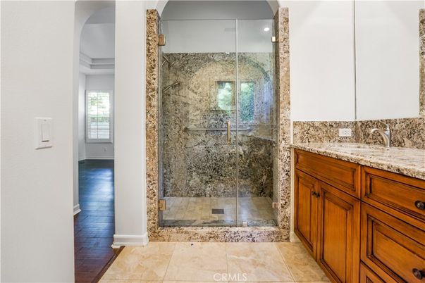 Bathroom, Glass Shower, Interior, Wood Texture Flooring