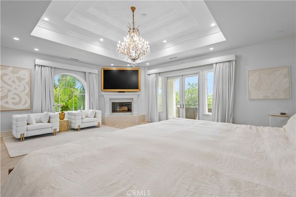 Bedroom, Chandelier, Fireplace, Interior, Recessed Lighting