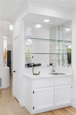 Bathroom, Dual Sink Vanities, Interior, Recessed Lighting, Wood Texture Flooring