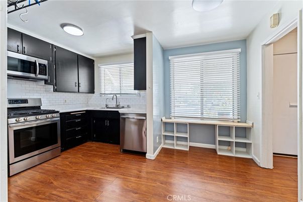 Interior, Kitchen, Stainless Steel Appliances, Wood Texture Flooring