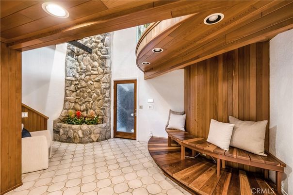 Interior, Recessed Lighting, Stone Walls, Wooden Ceilings, Wooden Walls