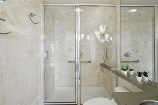 Bathroom, Glass Shower, Interior, Marble Walls