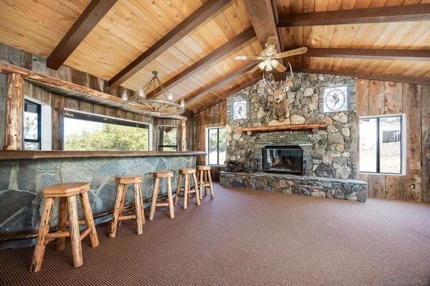 Empty room, Fireplace, Interior, Stone Walls, Wooden Beams, Wooden Ceilings, Wooden Walls