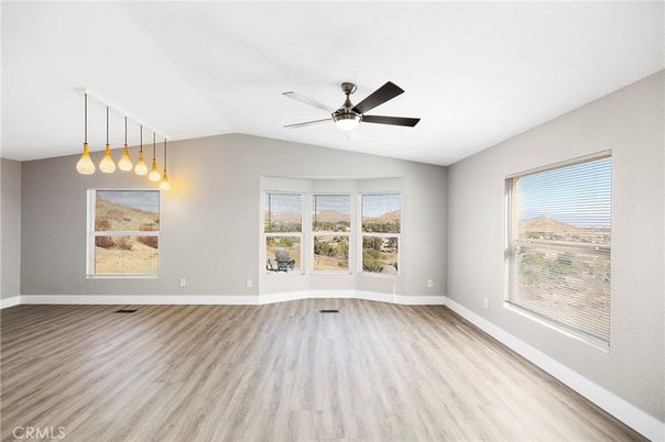 Empty room, Interior, Pendant Lights, Wood Texture Flooring