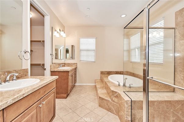 Bathroom, Dual Sink Vanities, Glass Shower, Interior, Recessed Lighting