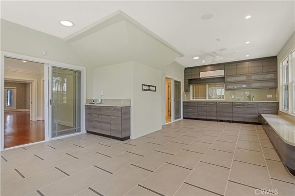 Empty room, Interior, Kitchen, Recessed Lighting, Wood Texture Flooring