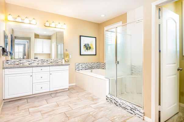 Bathroom, Dual Sink Vanities, Glass Shower, Interior, Recessed Lighting